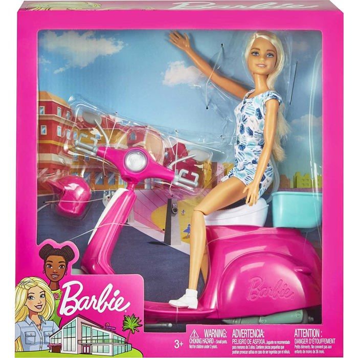 Coffret Pour Barbie Scooter Et Casque Et 1 poupee Set Poupee