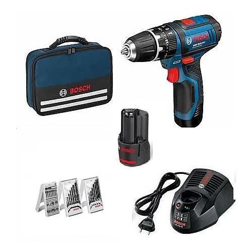 Perceuse-visseuse avec des accesoires Bosch GSB 108-2-LI 2x20Ah