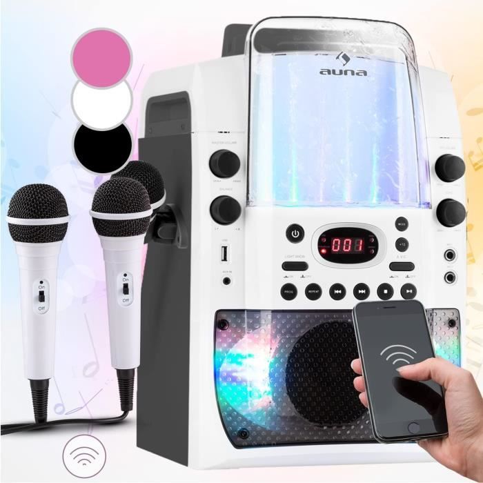 Micro Karaoké Sans Fil Pour Enfants - 2 Microphones, Bluetooth, Effets De Voix Et Lumières LED - Cadeau Enfant 3-14 Ans (Rose)