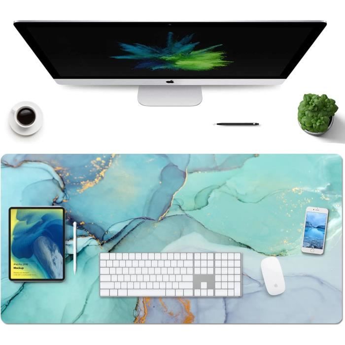 Sous-main Bureau Cuir PU 60x35cm - Double Face Imperméable - Pour Clavier, Souris, Écriture - Bureau/Maison/Jeu