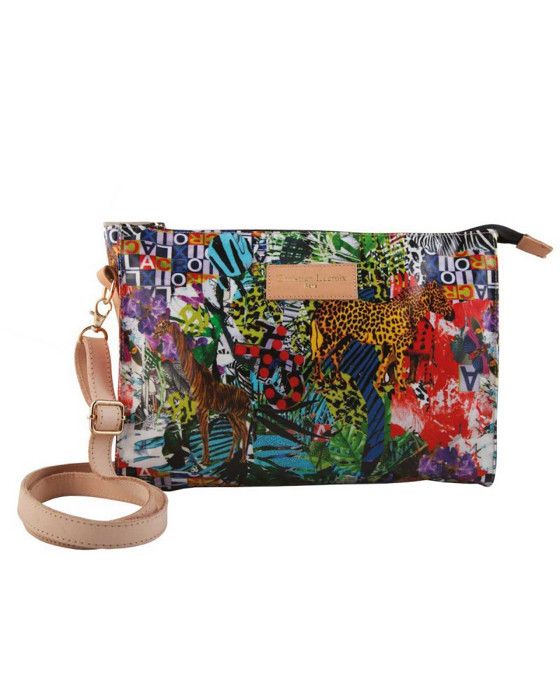 Sac pochette - CHRISTIAN LACROIX - Glam - Imprimé Amazonie - Cuir végétal - Bandoulière amovible Sac pochette - CHRISTIAN LACROIX - Glam - Imprimé Amazonie - Cuir végétal - Bandoulière amovible