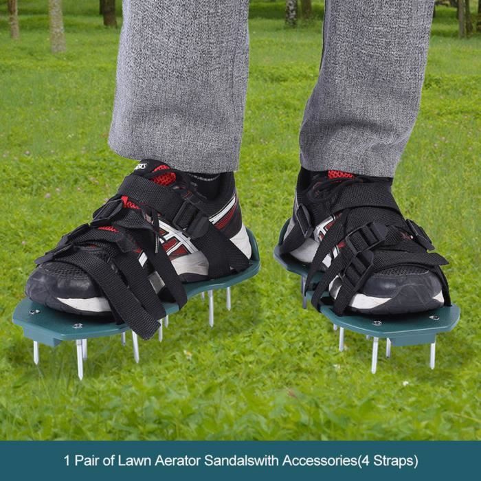 Chaussures à Pointes pour aérateur de pelouse avec 3 Sangles en Nylon Robustes réglables Taille