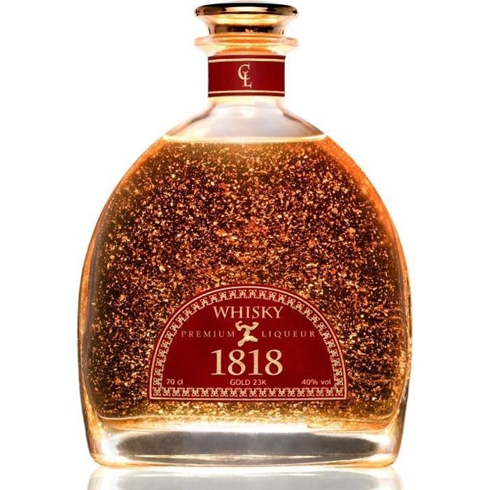 Cadeau Whisky 1818 Premium Liqueur Feuille d'or 23K - Cadeau pour Homme -  Bouteille & Certificat d'or 40% 70 cl - Sans Coffret - Achat / Vente Cadeau  Whisky 1818 - Premium L - Cdiscount