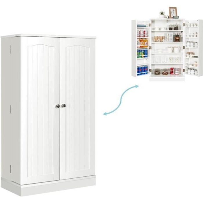 COSTWAY Buffet/Placard de Cuisine avec Double Portes 59 x 30 5 x 103 5 CM Meuble de Rangement avec 6 Étagères Réglables