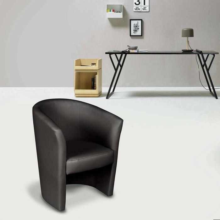 Dmora - Fauteuil Abrera 64x63h76 cm Noir Panneau effet bois Similcuir et Mousse de polyuréthane Dmora - Fauteuil Abrera 64x63h76 cm Noir Panneau effet bois Similcuir et Mousse de polyuréthane