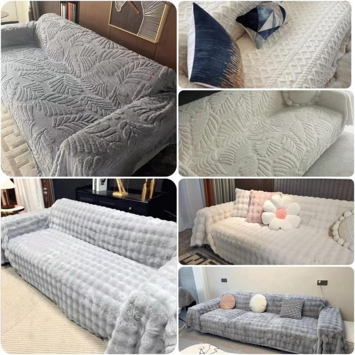 Housse De Canapé Réversible 180x230 Cm - Polyester, Lavable, Motif Décoratif Gris - 2