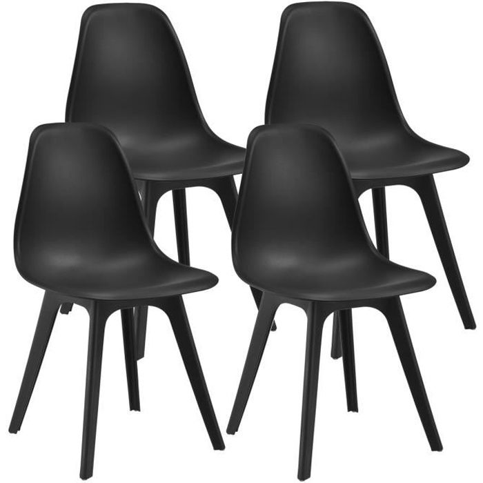 [en.casa] Set de 4 Chaises Design Chaise de Cuisine Chaise de Salle à Manger Plastique Noir 83 x 54 x 48 cm