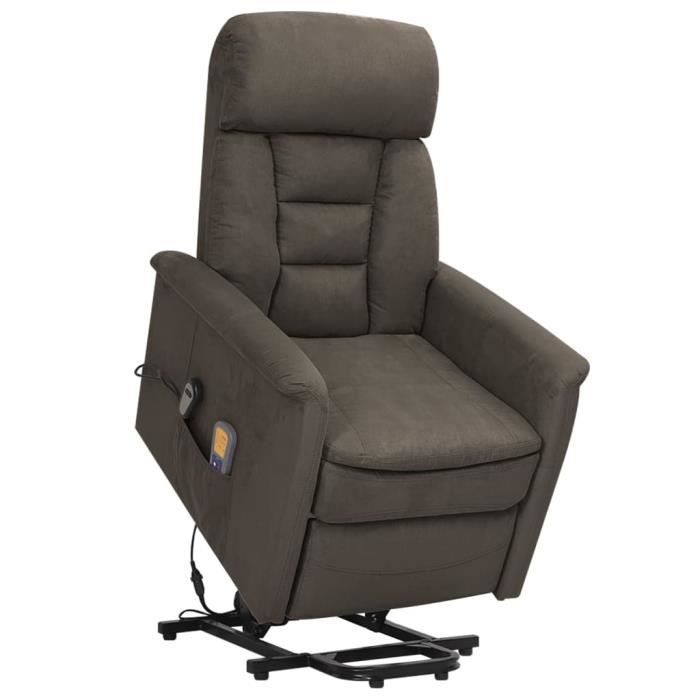 Fauteuil De Massage Inclinable De Bureau Gris Foncé Velours