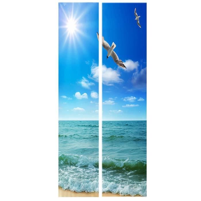 Autocollant Mural Effet 3D Lac Paisible - Décoration De Porte Amovible PVC 95x215 Cm, Style Zen Chinois - 1