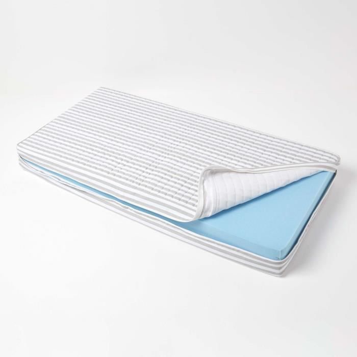 Housse de coussin coton pour coussin de canapé 2 places de banc de jardin et banquette Housse pour coussin 100x50x10 cm Gris rayé