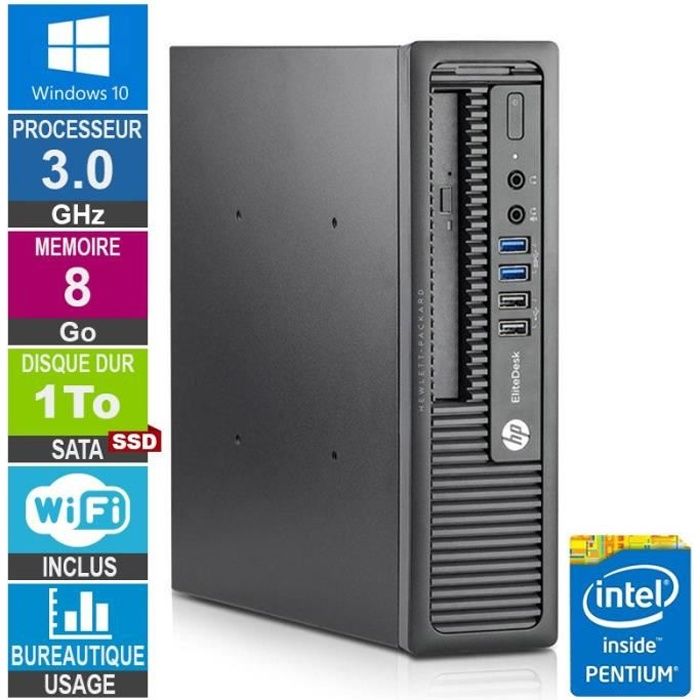 PC HP 800 G1 USDT G3220 3GHz 8Go/1To SSD Wifi W10 Reconditionné - Hewlett-Packard reconditionné disponible sur Cdiscount Seconde Vie