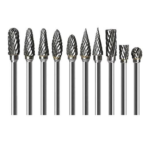 10 Fraises Rotatives Carbure Tungstène - Tige 3mm Pour Dremel - Gravure, Polissage Métal