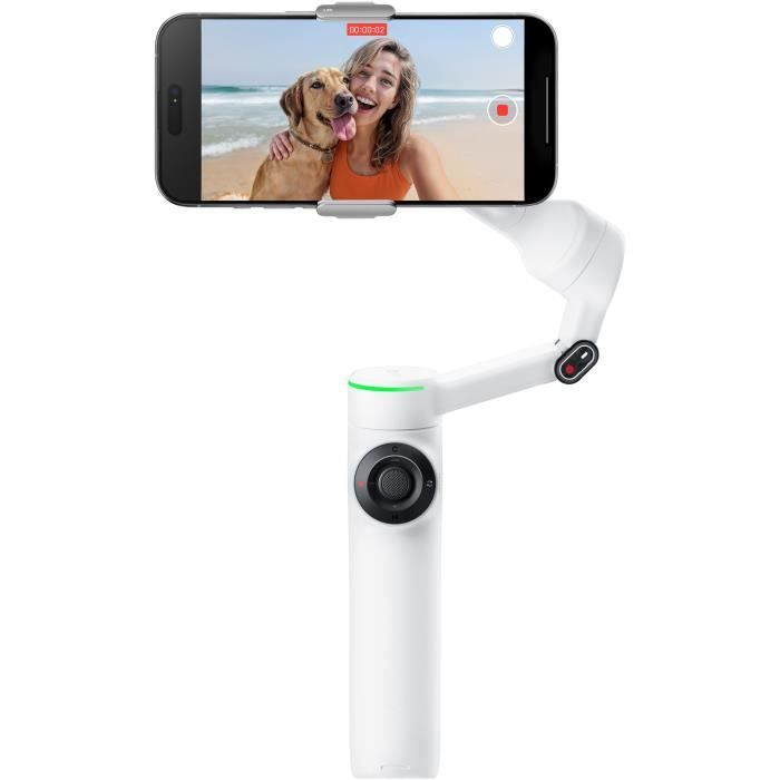 Insta360 Flow 2 Pro Stabilisateur IA Pliable pour iPhoneAndroid 360° Perche à Selfie et trépied intégrés