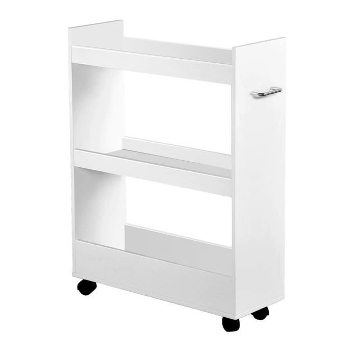 KESPER Étagère de niche sur roulettes blanche en panneaux de particules FSC - rangement cuisine KESPER Étagère de niche sur roulettes blanche en panneaux de particules FSC - rangement cuisine