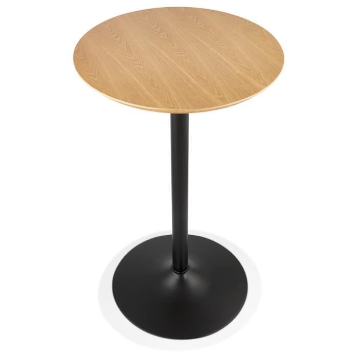 table haute ronde ace en bois finition naturelle et métal noir - dimensions : 60x60x103,5 cm