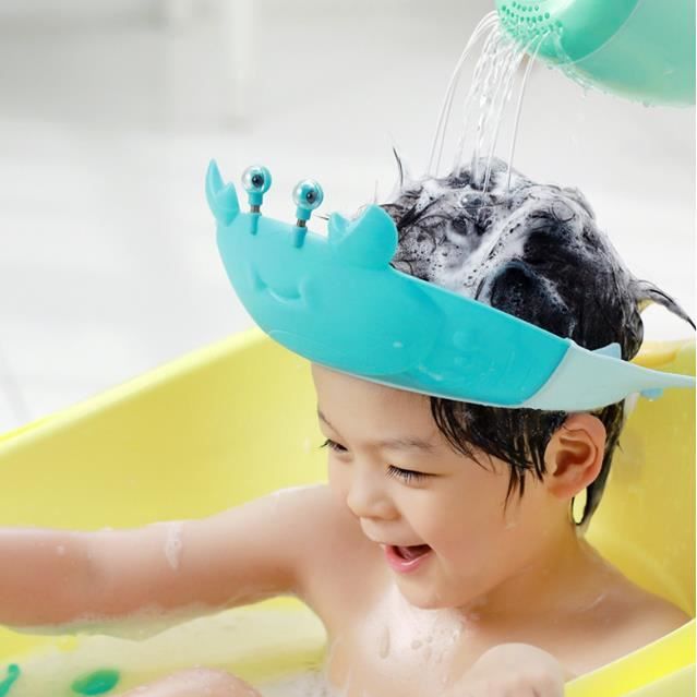 2 Bonnets De Douche Bébé Réglables - Visière Anti-éclaboussures Pour Shampooing - Bleu Et Jaune