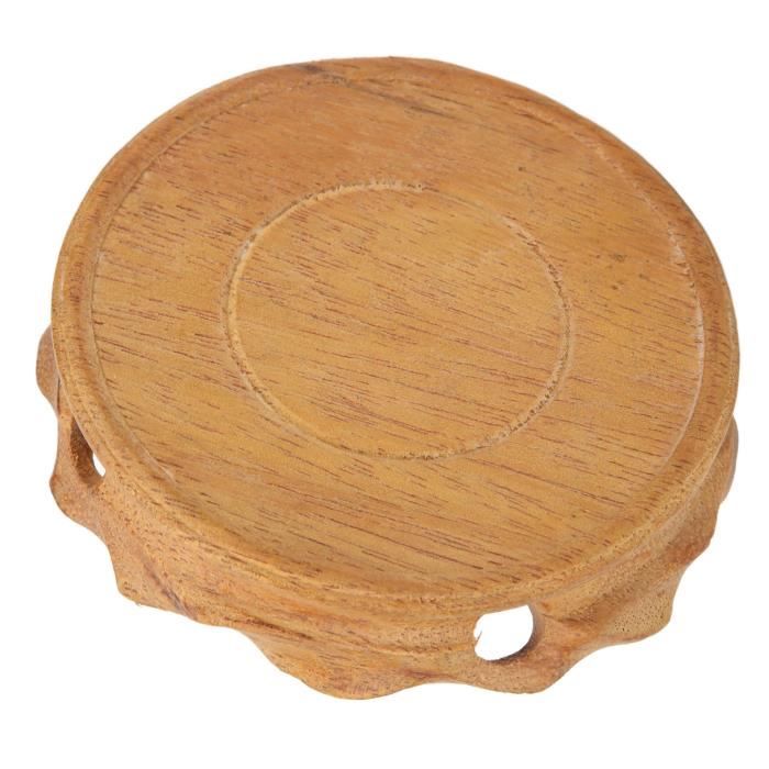 Socle En Bois Massif Vintage - 11x2.5cm - Pour Vase, Bonsaï, Décoration - Style Oriental Rétro