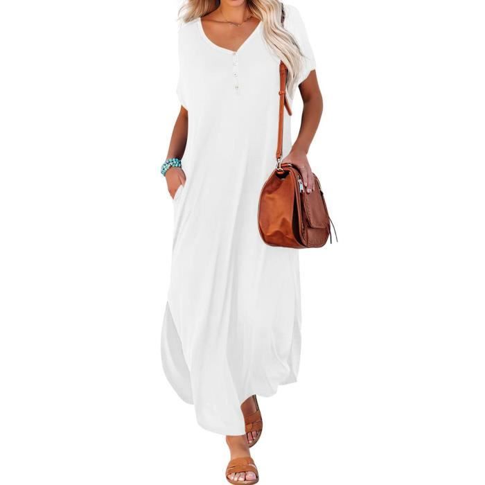 Robe Blanche Crochet Fate – Taille M, Manches Longues, Style Plage Décontracté, Occasion