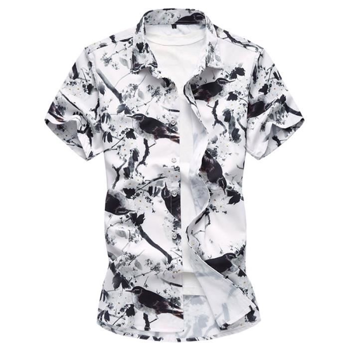 Chemise à manches courts chemise pour homme décontracté d'été à motif  floral chemise hawaïenne grande taille 2018 nouveauté Black - Cdiscount  Prêt-à-Porter
