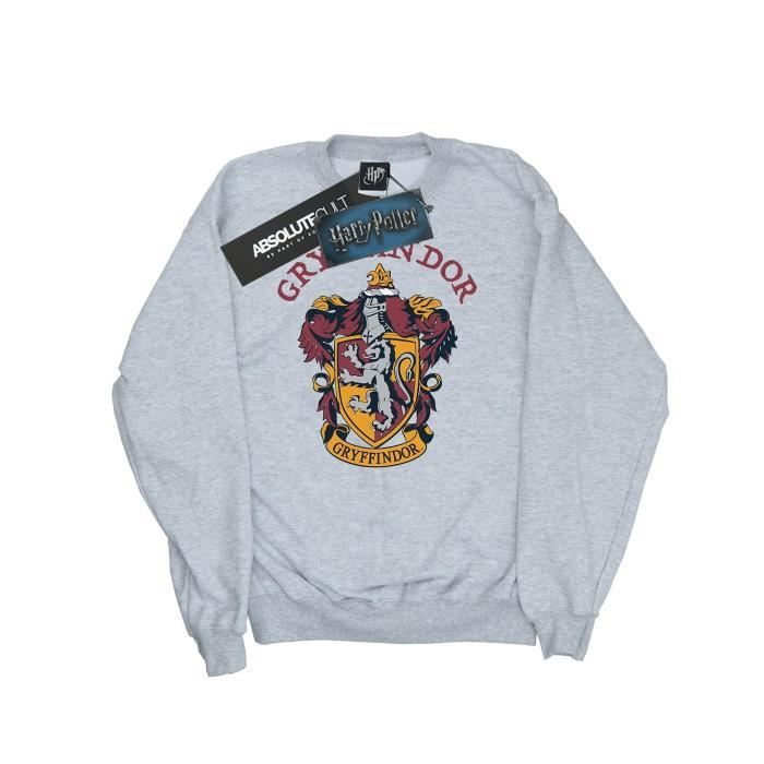Sweat Harry Potter Fille Gryffondor Col ras du cou Manches longues Gris chine