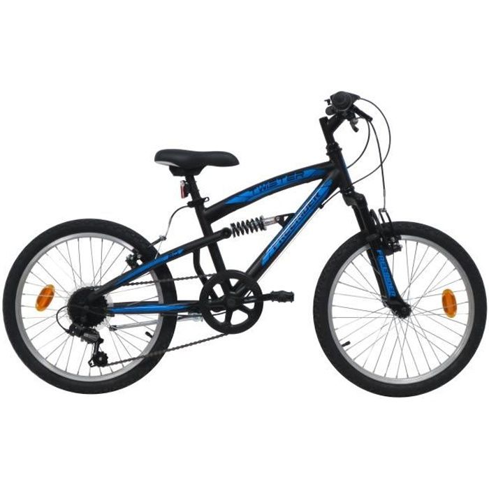 Vélo enfant VTT 20'' Tout suspendu TWISTER - 6 Vitesses - Freins V-Brake - Dérailleur Shimano TY21