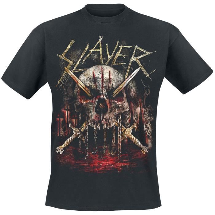 Slayer Golden Swords Homme T-Shirt Manches Courtes Noir Regular/Coupe Standard