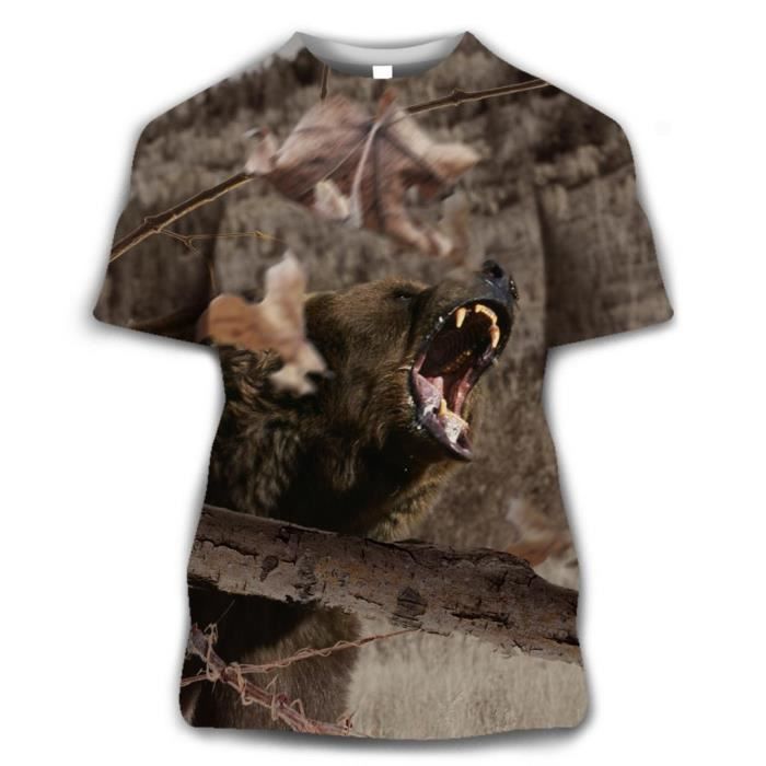 T shirt enfants Camo Chasse Sanglier 3D T shirt D t D contract
