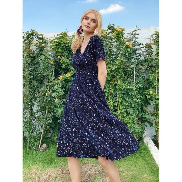 Robe fleurie col discount v