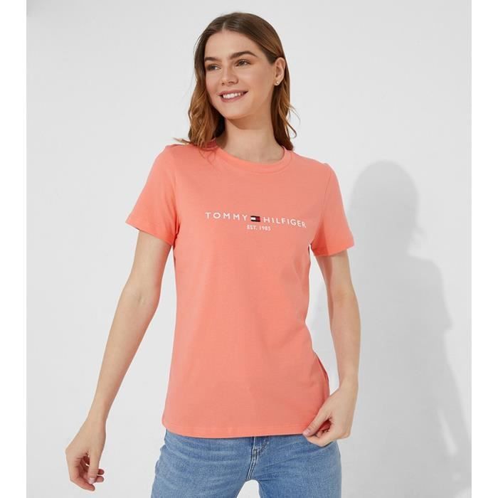 Tommy hilfiger t shirt orange on sale