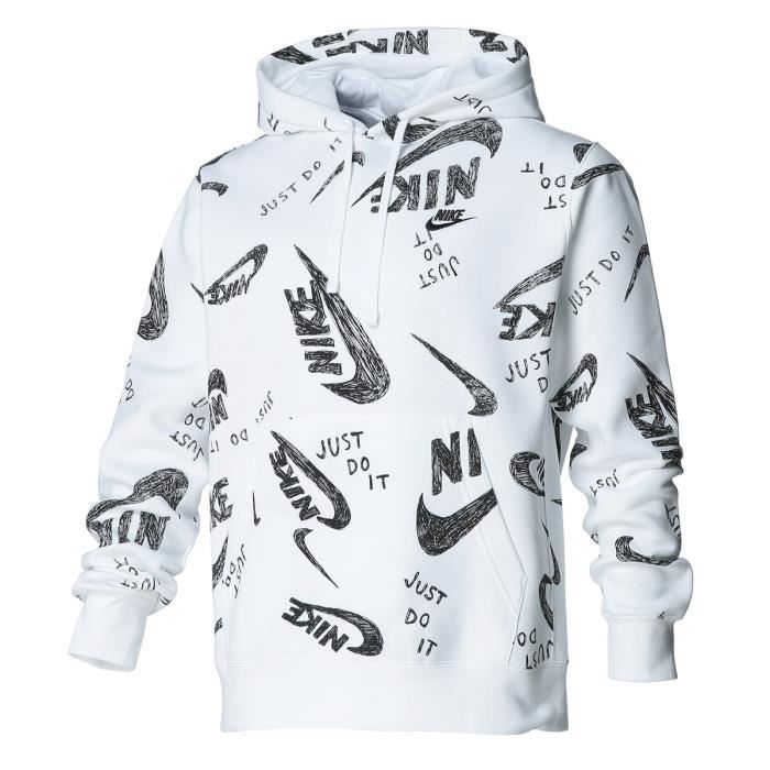 NIKE NSW CLUB HOODIE PO AOP 1 BLANC -