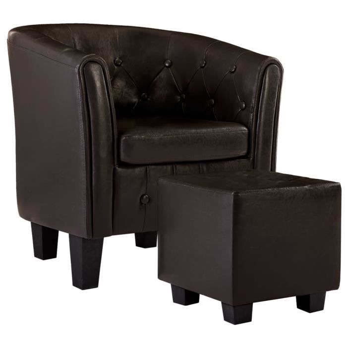 FIMEI Fauteuil Cube avec Pieds Chromés Marron Similicuir-896