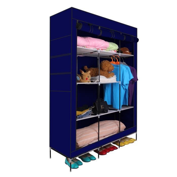 Armoire Penderie Souple En Tissu Bleu 107 43 175 Cm Achat