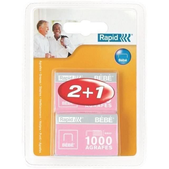 RAPID - Agrafe bureau bébé 3x1000 blister