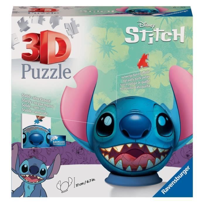 Puzzle 3D Ball Disney Stitch 72 pièces, Dès 6 ans, Ravensburger, 11574