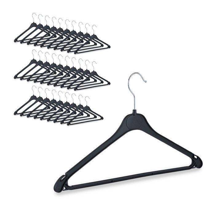 60x Cintres set cintre pantalon chemise jupe porte-cravate cintre plastique crochet rotatif noir