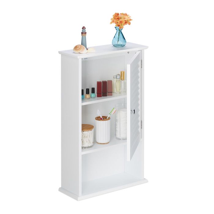 Miroir de salle de bain - Armoire miroir bambou, étagère réglable