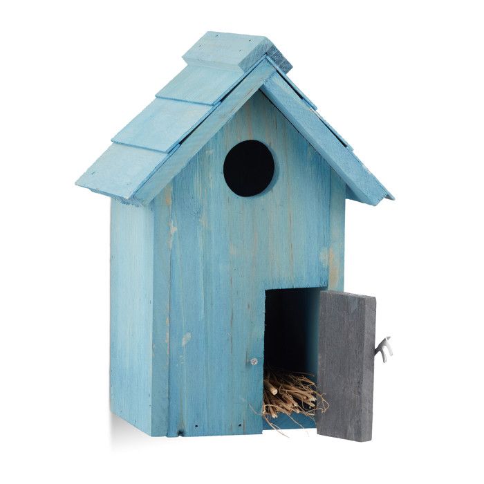 Comparer les prix de Relaxdays Nichoir à oiseaux en bois forme de petite maison avec porte abri refuge HxlxP: 24,3 x 17 x 12 cm - 4052025970888