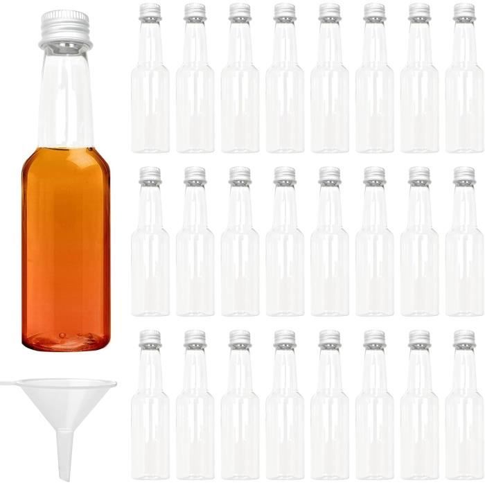 24 Pcs Mini Bouteille Vide 100Ml Bouteille Miniature Plastique Avec Bouchons, Avec 1