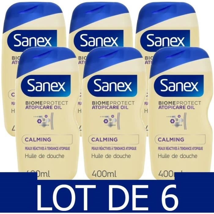 Lot de 6 SANEX Huile de douche BiomeProtect Atopicare Oil Calming 400