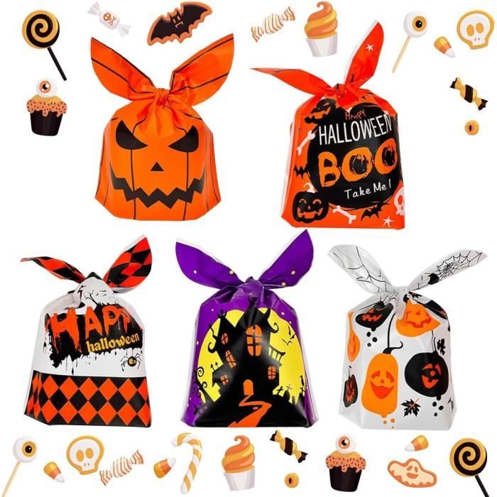 Sachet Bonbon Halloween, 50 Pièces Sac Halloween, Sacs Cadeaux Oreilles