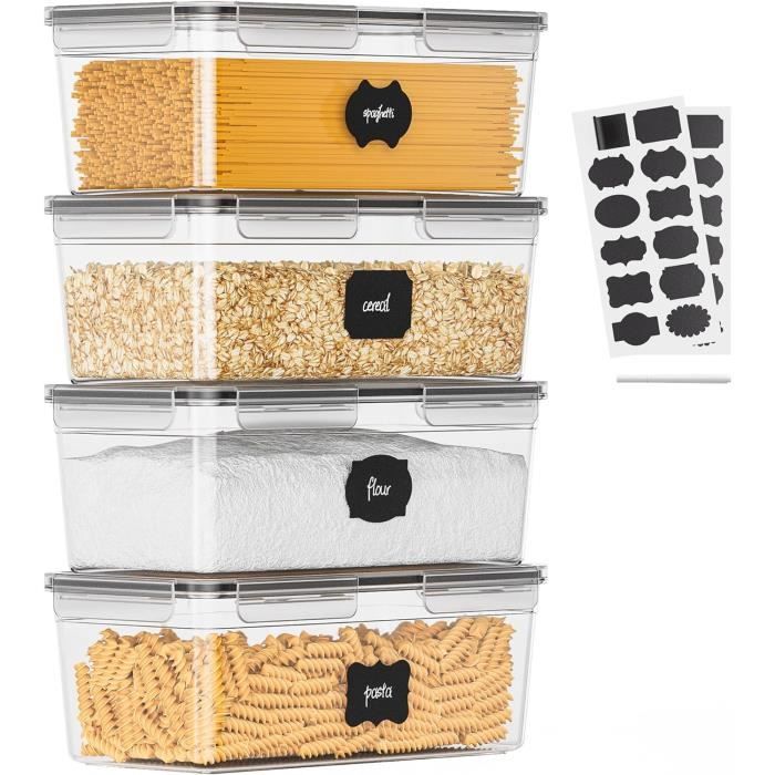Surejoy 5.2L Large Storage Boxes with Lids, Airtight, Set of 4 with Chalk Marker and Labels, BPA Free Plastic Storage Box, Kitchen, Sugar, Pasta, Flour, Cereal Surejoy 5.2L Large Storage Boxes with Lids, Airtight, Set of 4 with Chalk Marker and Labels, BPA Free Plastic Storage Box, Kitchen, Sugar, Pasta, Flour, Cereal