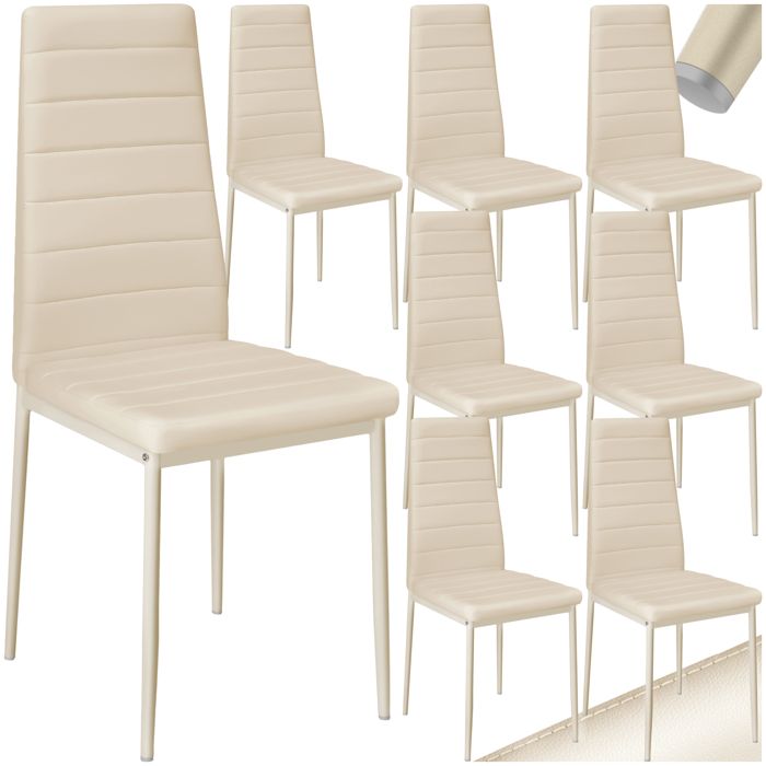 TecTake Lot de 8 chaises avec surpiq&ucirc;re - beige