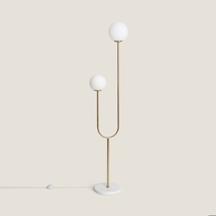 Lampadaire Métal et Verre Moonlight Brass 2 Spots Doré