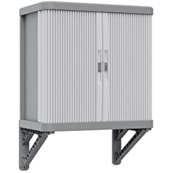 Armoire murale Rolling Space - TERRY - Cabine murale à deux portes coulissantes - Gris - 2 étagères intérieures Armoire murale Rolling Space - TERRY - Cabine murale à deux portes coulissantes - Gris - 2 étagères intérieures