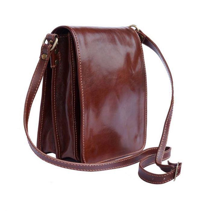 Besace Cuir Vintage Faite Main - Marron - Fabriqué En France - Occasion