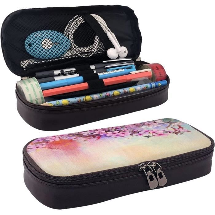 Lot De 5 Trousses Fines RETON En Cuir Synthétique - 20 X 4 Cm, Fermeture éclair, Pour Crayons, Maquillage, Voyage