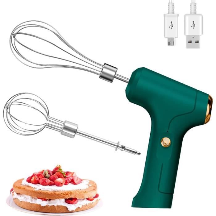 Batteur électrique Sans Fil Behogan - 4 Vitesses, 2 Fouets Inox, Batterie 1500 MAh Rechargeable USB-C, Pour Pâtisserie Et Cuisine