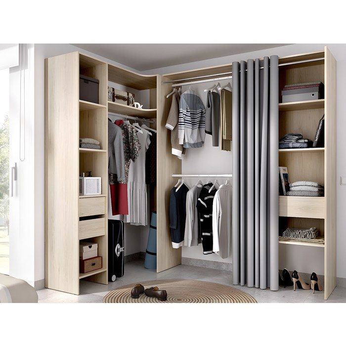 Dressing d'angle extensible GONTRAN L164/214 cm Chêne et gris