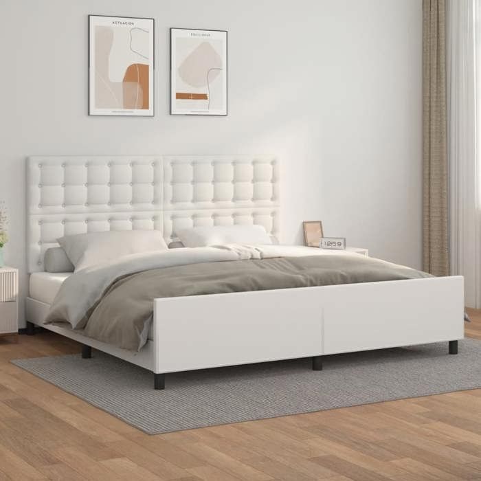 vidaXL Cadre de lit sans matelas blanc 200x200 cm similicuir 3125592