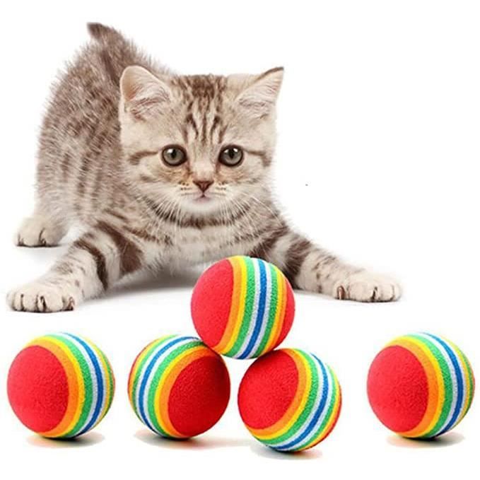 XJYDNCG 5 pièces Balles Chat Jouet, Jouet Balle Colorées à Mâcher Balles Chat en Mousse Boules pour Cat Entertainment Training